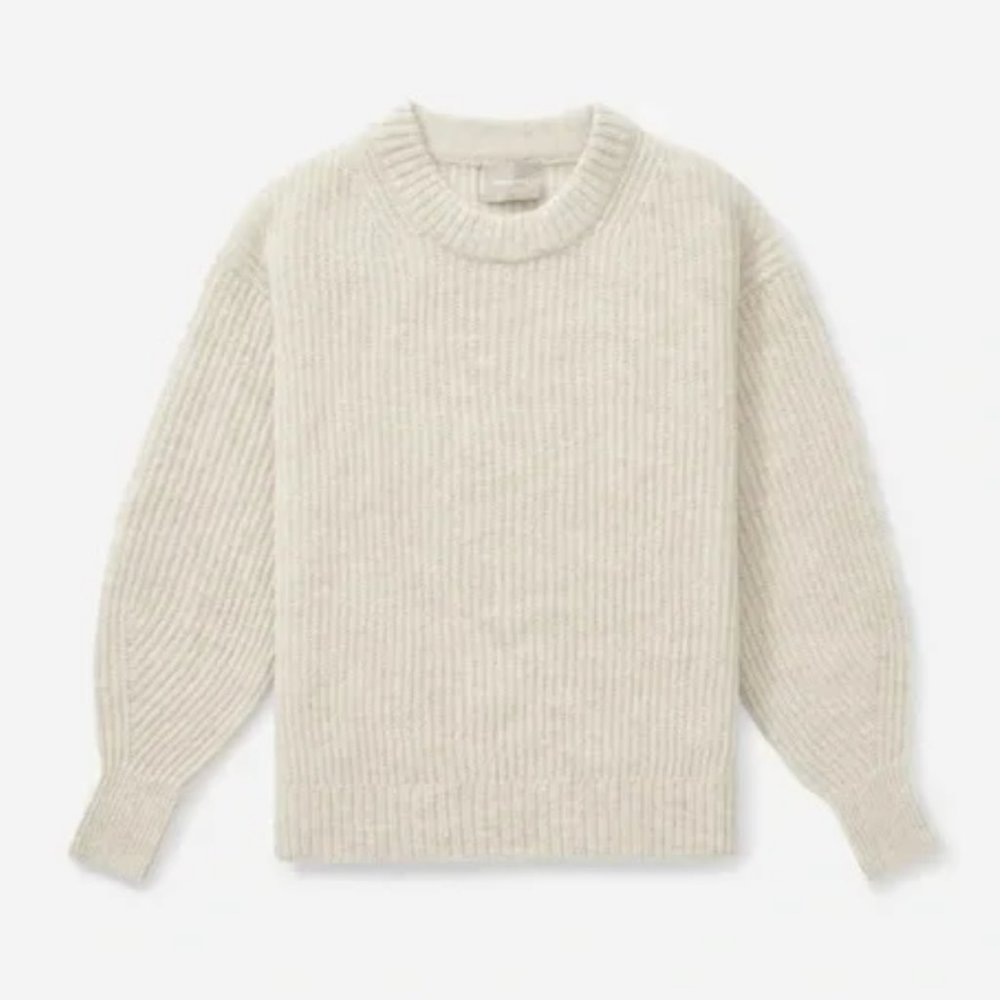Everlane Oversized Alpaca Crew Sweater in Almond